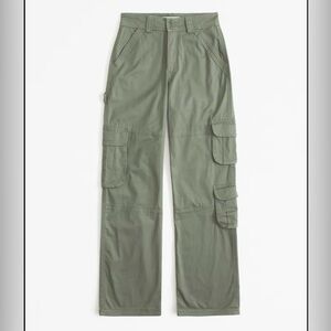 Abercrombie & Fitch Cargo carpenter Pants curve love relaxed in Sage size 32 14R
